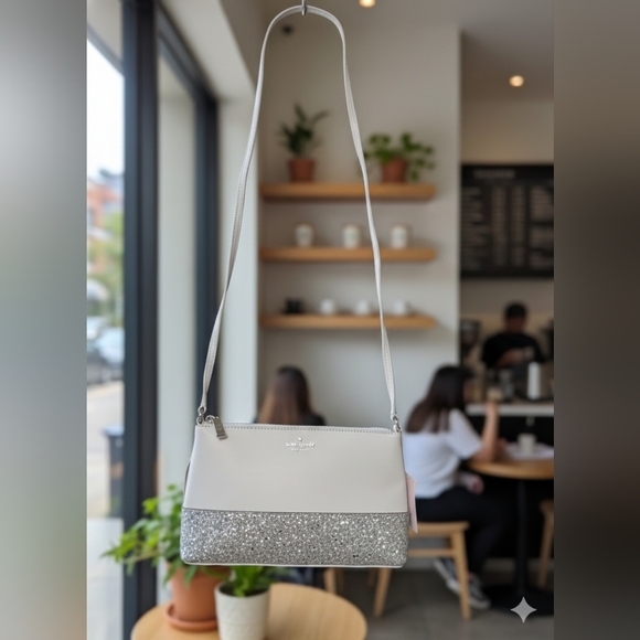 kate spade Handbags - Kate Spade New York Flash Glitter Glimmer Crossbody Grey Silver (NWT)
